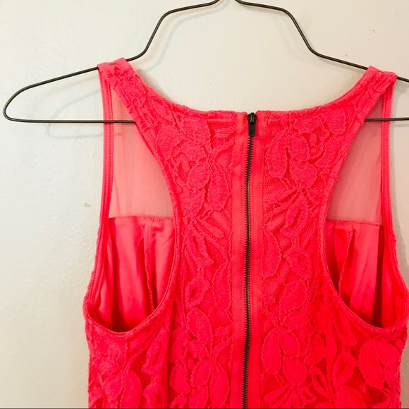 Coral Lace Fit and Flare Dress - Picture 5 of 5